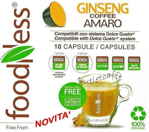 FoodNess 10 Capsule Caffè Al GINSENG AMARO Compatibile DOLCE GUSTO