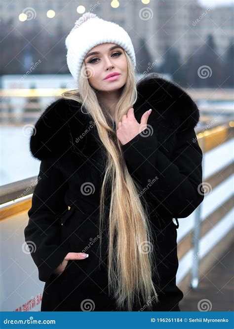 Blonde Girl Posing At The City At Winter Stock Photo Image Of Frozen