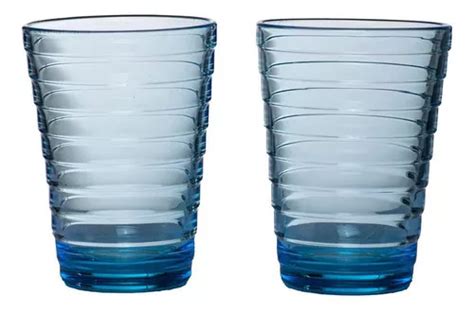 Set De Vasos Azules De Vidrio Prensado De Ml Aino Aalto Iittala