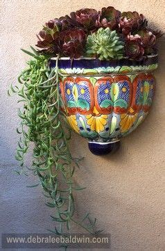 Succulents In Talavera Pots Eclectic Outdoor Pots And Planters