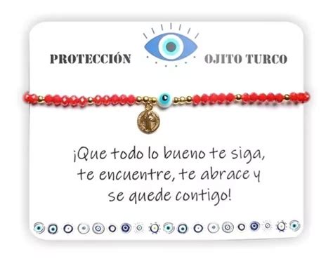 Pulsera Proteccion San Benito Ojo Turco Cristal Hilo Rojo Meses Sin