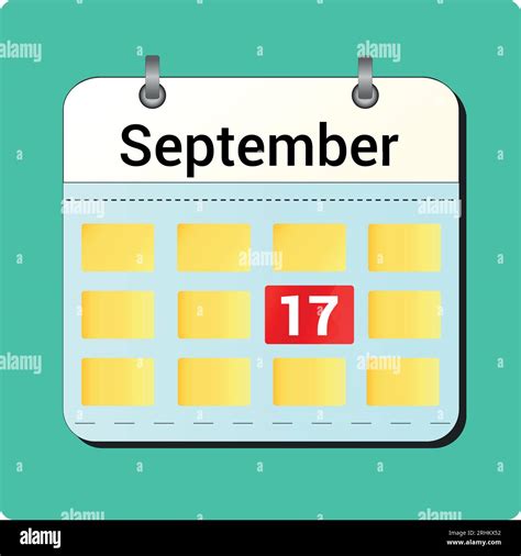 calendar vector drawing, date September 17 on the page Stock Vector ...