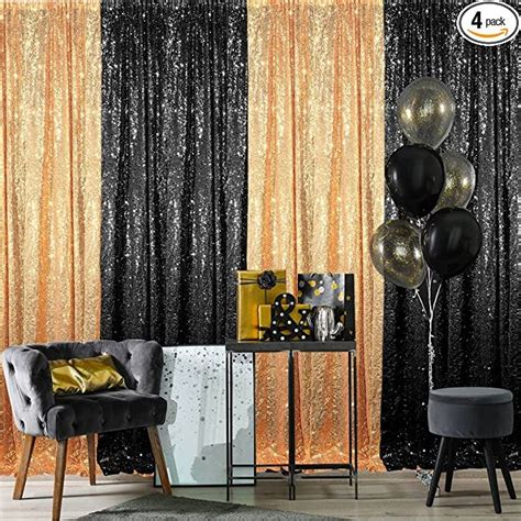 4 Panels Sequin Backdrop Curtain 2 Ft X 8 Ft Backdrop Curtain For