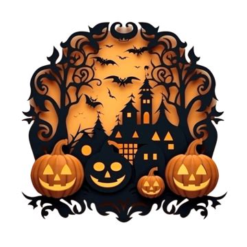 Pumpkin Ghost White Transparent Halloween Paper Cut Pumpkin Ghost Bat