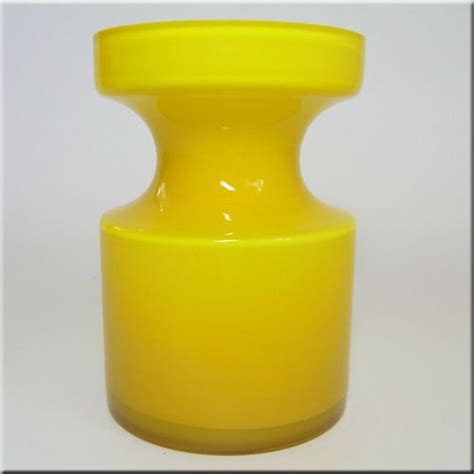 Alsterfors Yellow Cased Glass Hooped Vase Designed By Per Olof Strom Signed To Base Glass