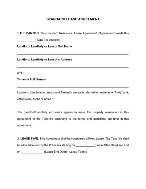 Florida Standard Lease Agreement Template