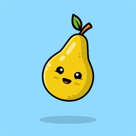 Premium Vector Cute Smiling Pear Cartoon Icon Illustration