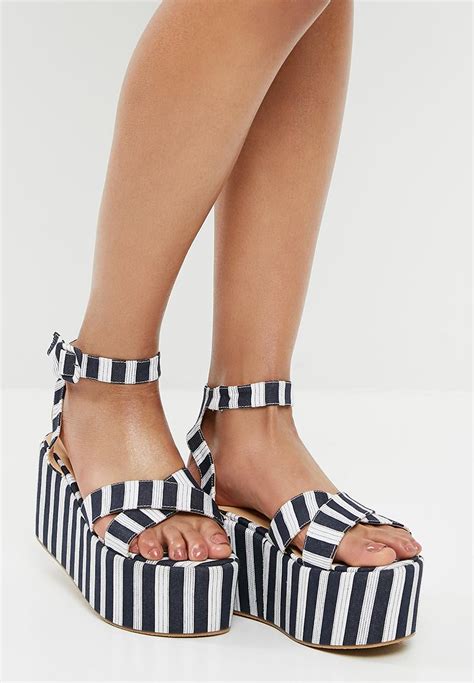 Stripe Flatform Sandal Navy And White Superbalist Heels