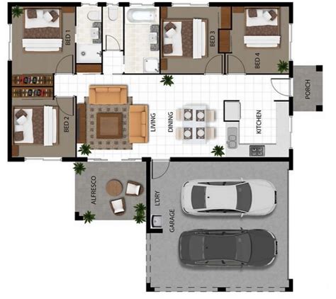 Plano De Casa Tradicional Con Garaje De Doble Entrada Planos Y Casas