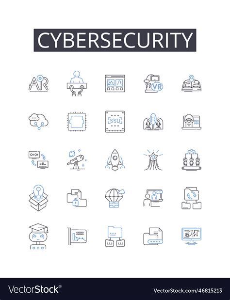 Cybersecurity Line Icons Collection Data Vector Image