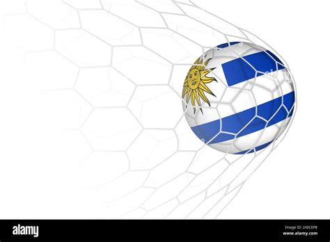 Uruguay Flag Soccer Ball In Net Vector Sport Illustration Stock Vector