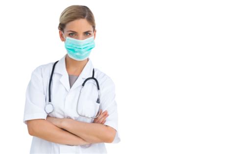 Nurse Wearing Surgical Mask With Arms Crossed Health Service Surgical