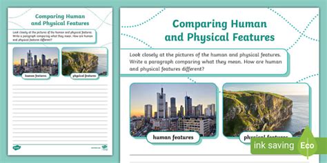 Comparing Human and Physical Features Worksheet - Twinkl