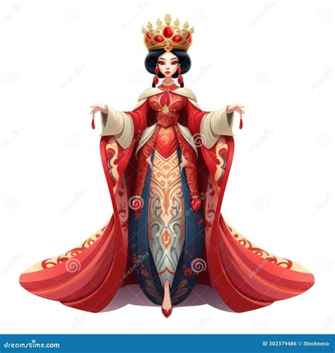 Cartoon Empress Oriental Style Princess With Crown Stock Photo