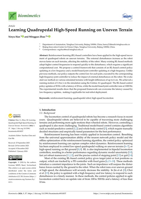 Pdf Learning Quadrupedal High Speed Running On Uneven Terrain