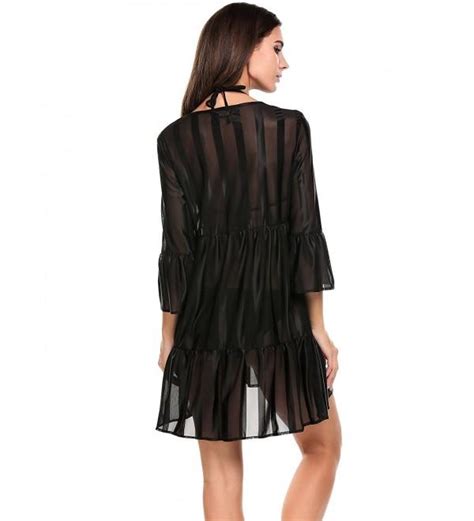Women S Chiffon Sheer Mesh Swimsuit Beach Cover Up For Bikini Black CH YZ NHX