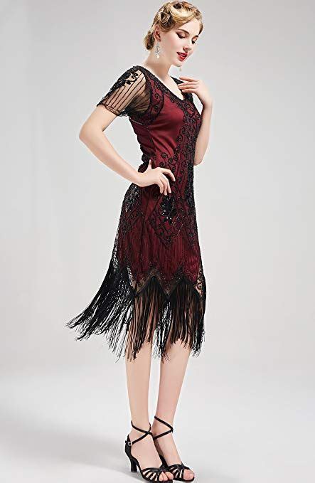 Babeyond S Kleid Damen Flapper Kleid Mit Kurzem Rmel Gatsby Motto