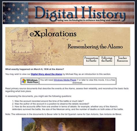 Digital History Explorations Remembering The Alamo Website For 9th