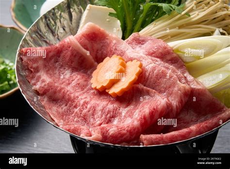 Japanese Cuisine Mikawa Beef Sukiyaki Stock Photo Alamy