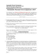 Assign 1 2017 Pdf Sustainable Thermal Technologies MECH ENG 4145