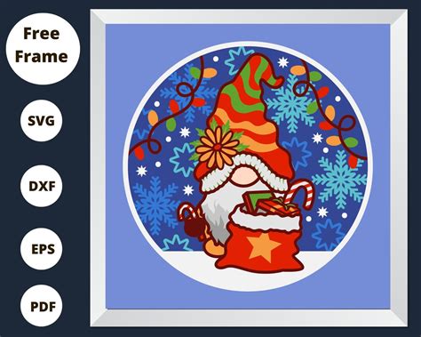 3d Christmas Gnome Svg Gnome Shadow Box Christmas Shadow Etsy