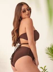Plus Criss Cross Cut Out Bikini Swimsuit SHEIN USA
