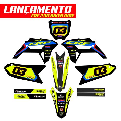 Kit Adesivos Graficos Crf Biker R De Ride Black Yellow Shopee Brasil