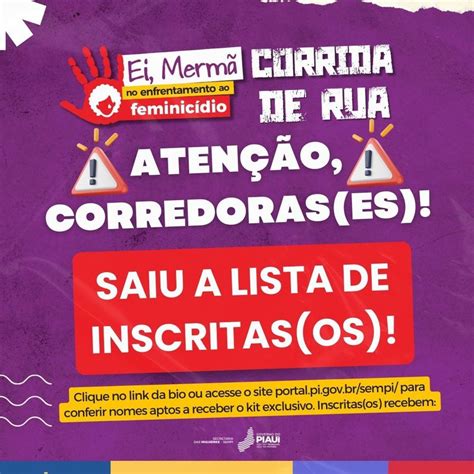 Sempi Divulga Lista De Inscritos Na Corrida Contra O Feminicídio