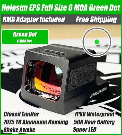 Holosun Eps Full Size 6 Moa Green Dot Closed Emitter Sight K Series