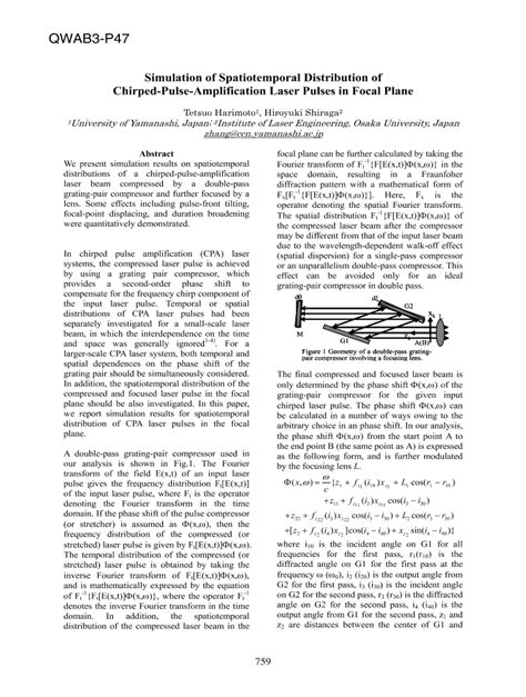 Simulation Of Spatiotemporal Distribution Of Chirped Pulse