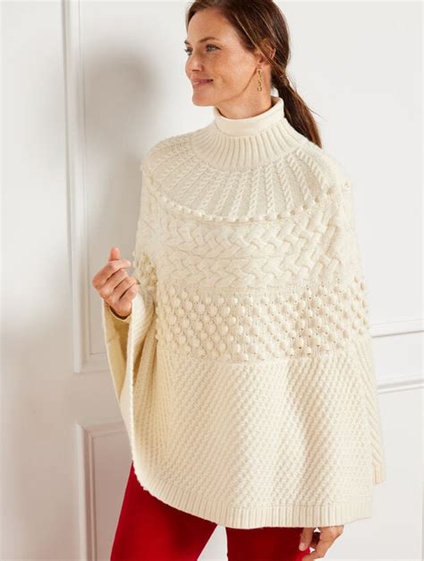 Cable Knit Poncho Talbots