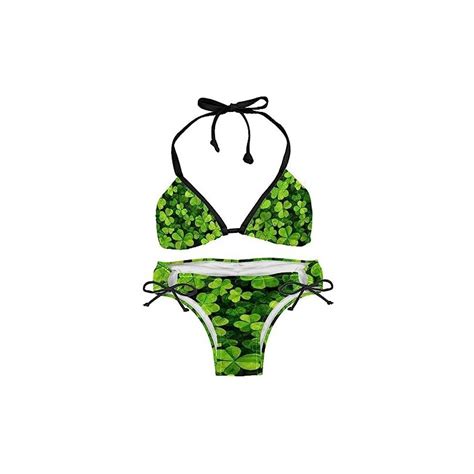 Suojapuku Bikini Da Donna Costume Da Bagno A Due Pezzi Foglie Di Trifoglio Pianta Verde Insiemi