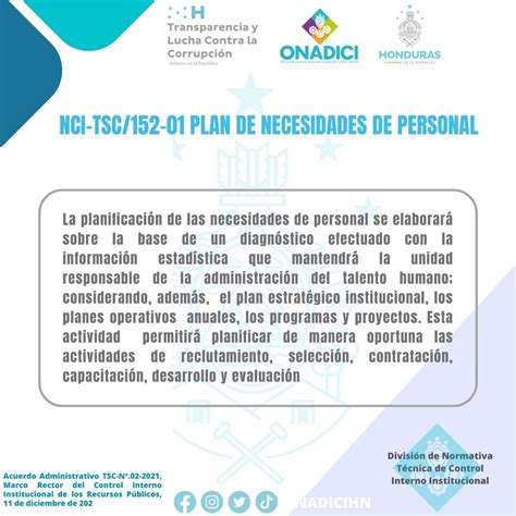 Nci Tsc Plan De Necesidades De Personal Onadici