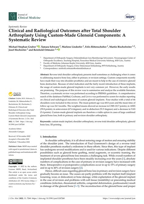 Pdf Clinical And Radiological Outcomes After Total Shoulder