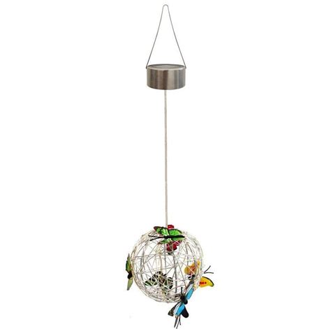 Buy Hanging Solar Light Mesh With Colorful Butterflies Outdoor