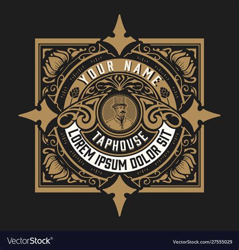Antique logo for packing with old ornaments Vector Image