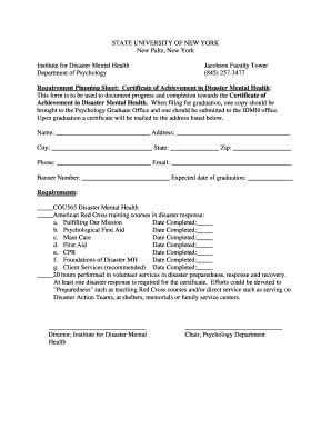 Fillable Online Newpaltz Requirement Planning Sheet Certificate Of