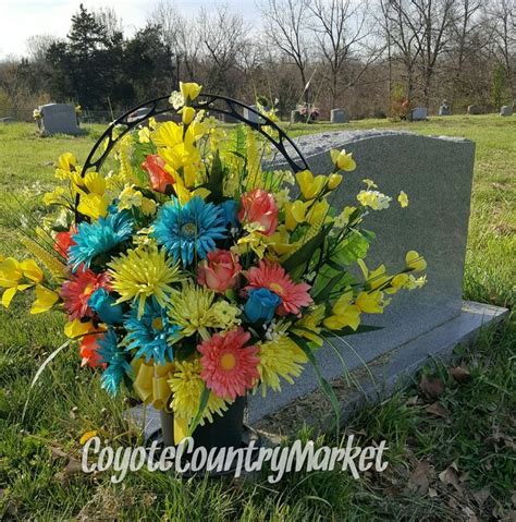 Flowers For Grave Grave Decoration Cemetery Flowers Memorial Etsy