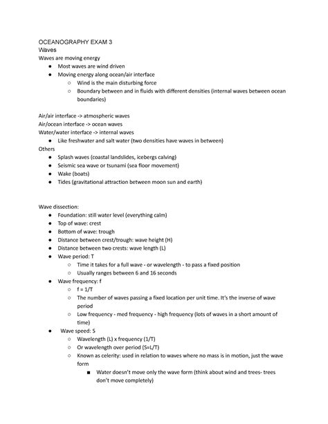 EE144 Exam 3 Wally Fulweiler OCEANOGRAPHY EXAM 3 Waves Waves Are