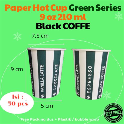 Jual Paper Hot Cup Gelas Kertas 9 Oz 210 Ml Motif BLACK Coffee Isi 50