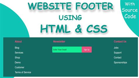 Footer Html Css Website Footer Design Youtube