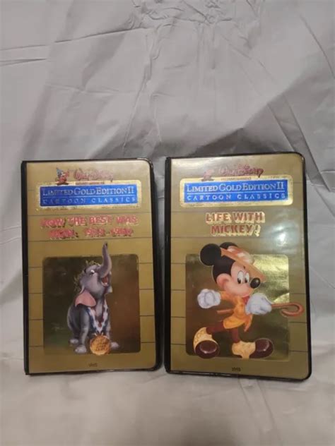 Lot Of 2 Limited Gold Edition Cartoon Classics Walt Disney Vhs Tapes