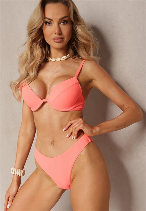 Pomara Czowe Bikini Usztywniany Biustonosz Z Zapi Ciem Z Ty U I Majtkami Figami Ermarie Renee