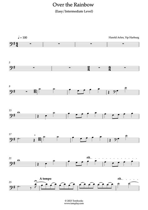 Over The Rainbow Easyintermediate Level Garland Cello Sheet Music