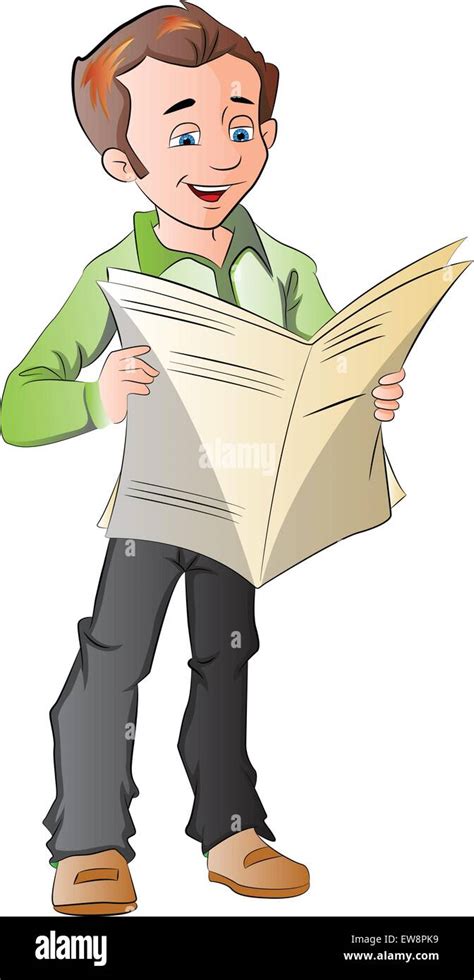 Joven Leyendo Un Periódico Ilustración Vectorial Imagen Vector De