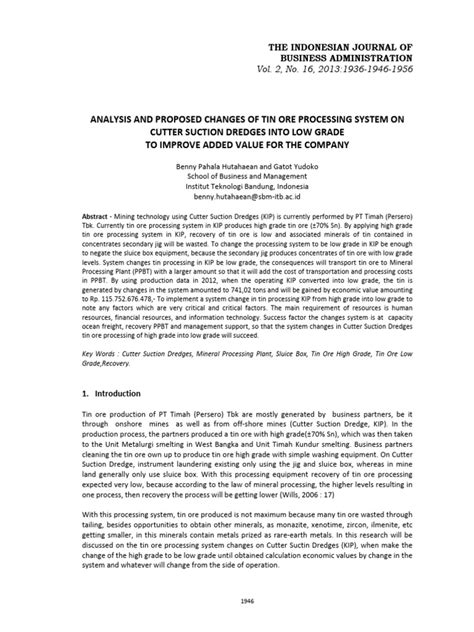 EN Analysis and Proposed Changes of Tin Ore | PDF | Tin | Ore