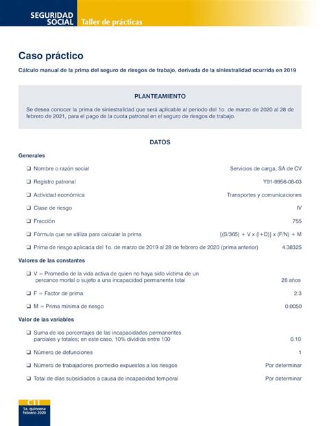 Pdf Caso Pr Ctico Taxcaso Pr Ctico C Lculo Manual De La Prima Del