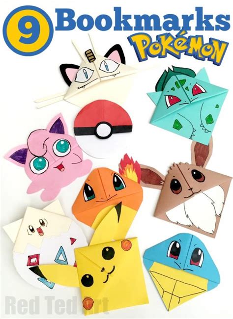 9 Pokemon Bookmark Corner Designs - Red Ted Art