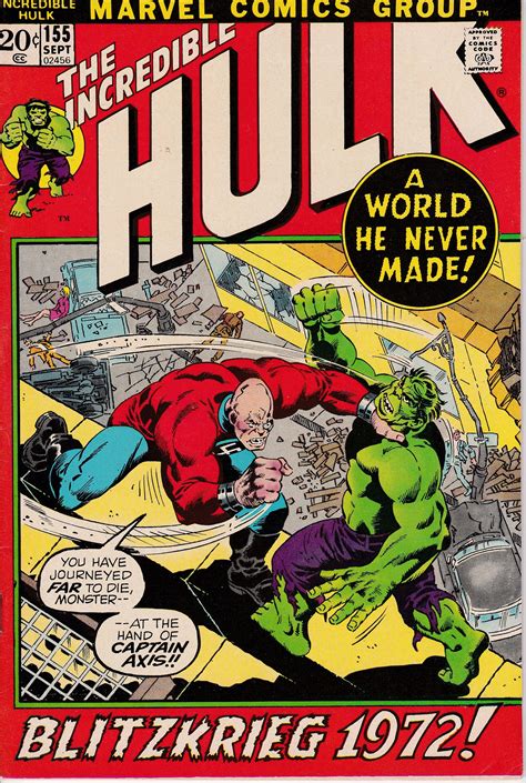 Incredible Hulk 155 September 1972 Issue Marvel Comics Grade F