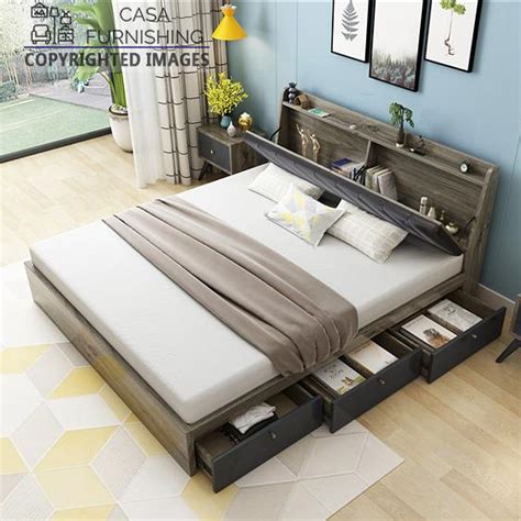 Storage Bed | Wooden Upholstered Bed Design | Casa Furnishing